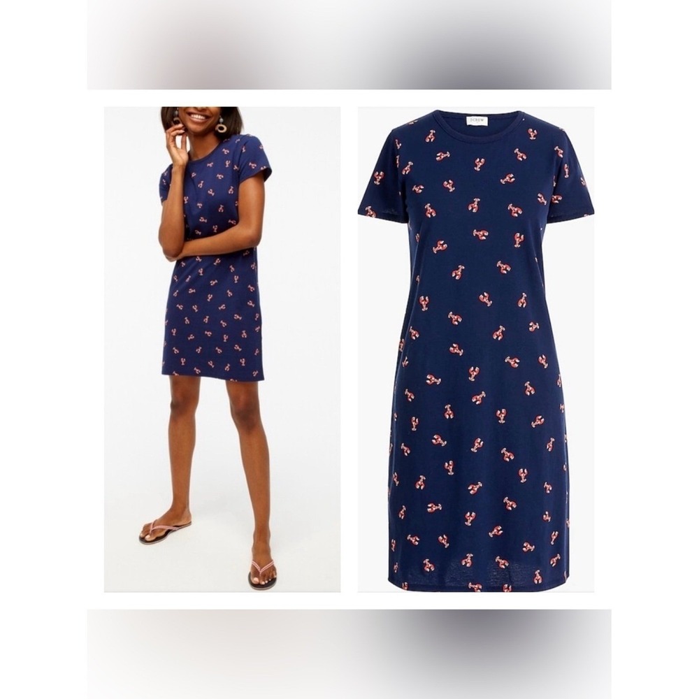 J Crew Womens Lobster T Shirt Dress Size XS Coastal Beach Fisherman Nautical